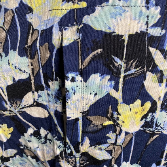 Pure Jill J Jill Small Floral Tunic Long Sleeve Pockets Navy Blue Yellow - Picture 6 of 10